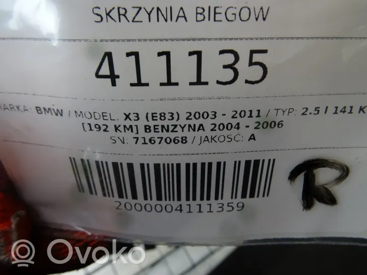 BMW X3 E83 Mechaninė 5 pavarų dėžė 7167068