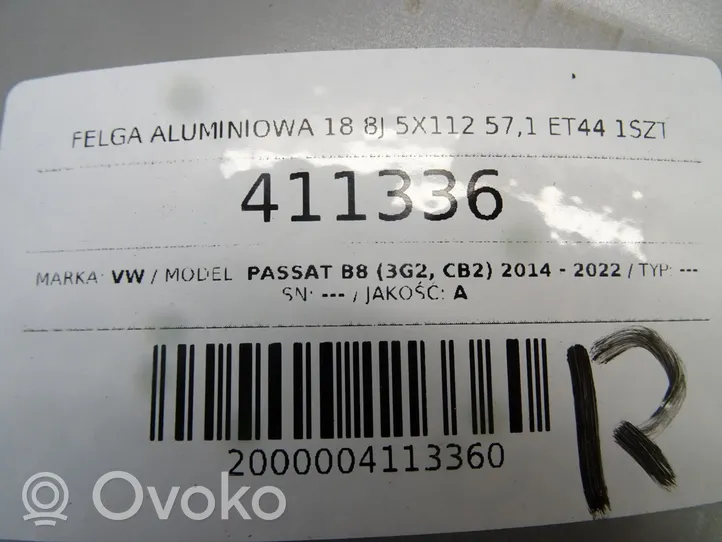 Volkswagen PASSAT B8 Felgi aluminiowe R18 