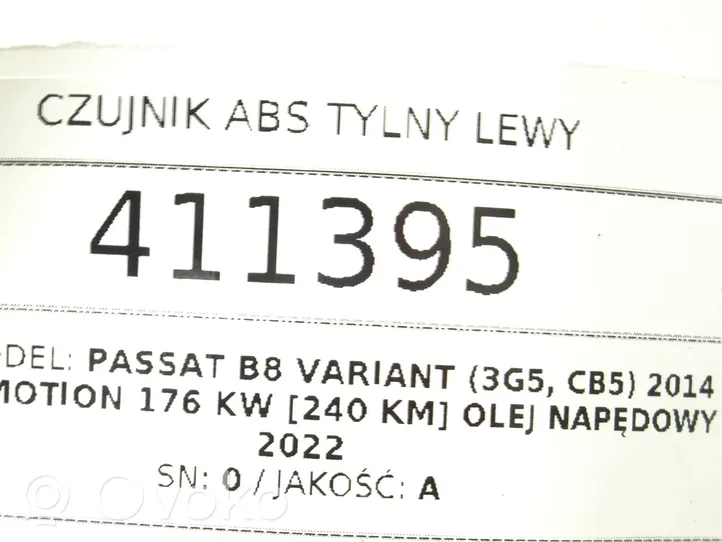 Volkswagen PASSAT B8 Czujnik prędkości obrotowej koła ABS 100711-55583