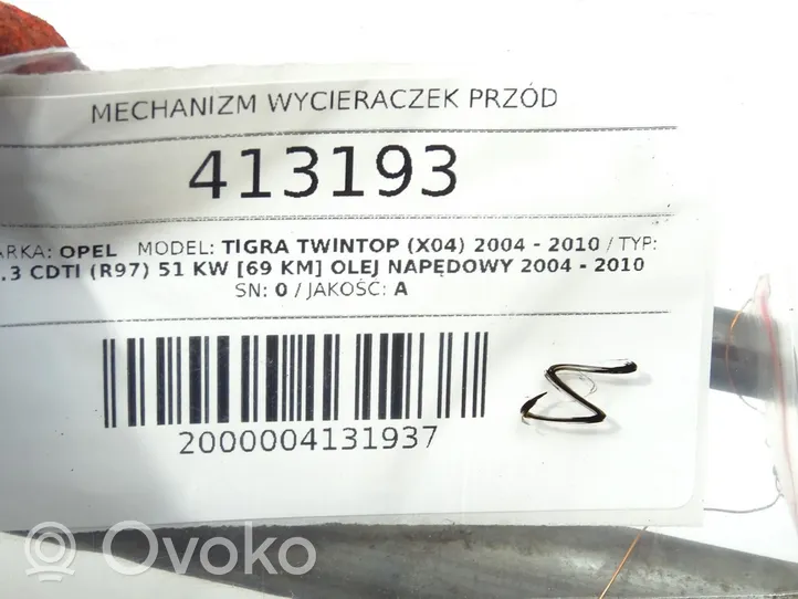 Opel Tigra B Mechanizm i silniczek wycieraczek szyby przedniej / czołowej 