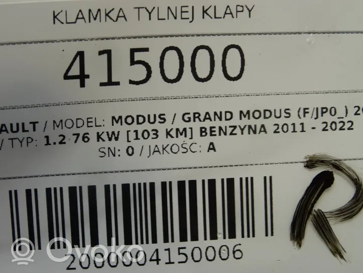 Renault Modus Takaluukun/tavaratilan luukun ulkokahva 8200076256F