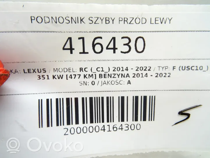 Lexus RC Elektryczny podnośnik szyby drzwi przednich 85720-24070
