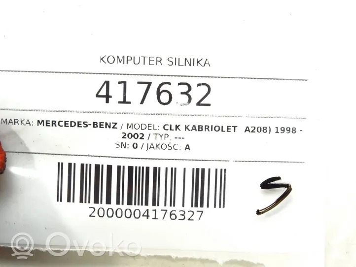 Mercedes-Benz CLK A208 C208 Unité de commande, module ECU de moteur A1111532679