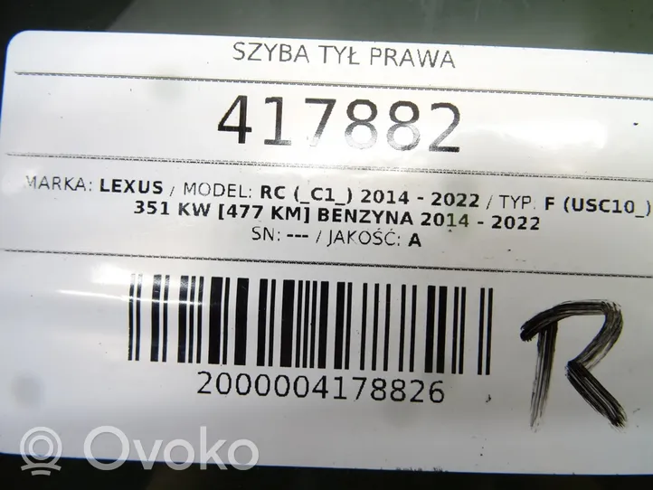 Lexus RC Szyba drzwi tylnych 