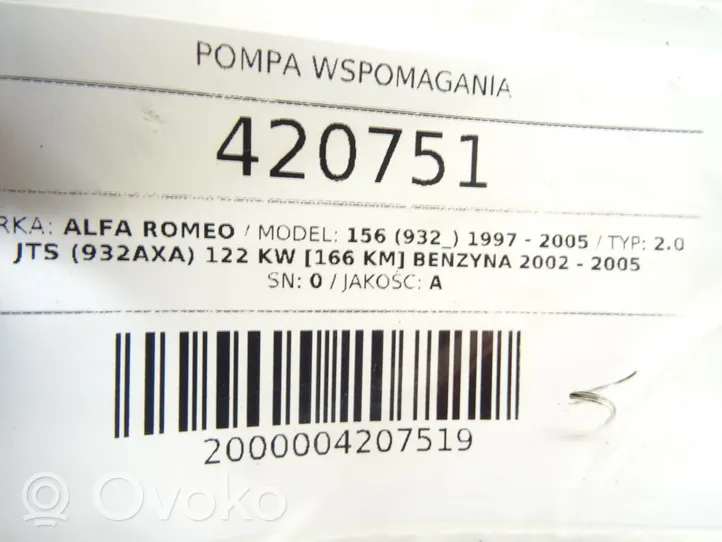 Alfa Romeo 156 Ohjaustehostimen pumppu 