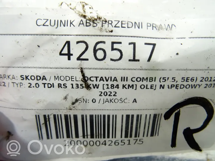 Skoda Octavia Mk3 (5E) Czujnik prędkości obrotowej koła ABS 