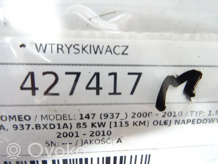 Alfa Romeo 147 Injektoren Einspritzdüsen Satz Set 0445110119