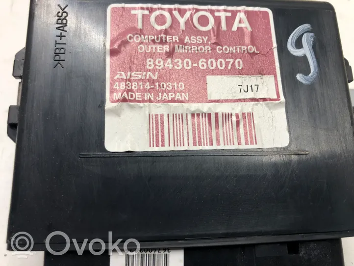 Toyota Highlander XU40 Altre centraline/moduli 89430-60070