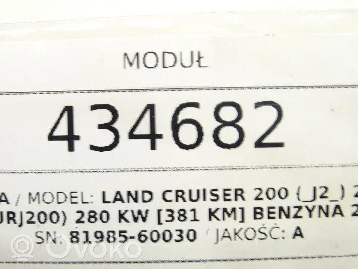 Toyota Highlander XU40 Citu veidu vadības bloki / moduļi 81985-60030