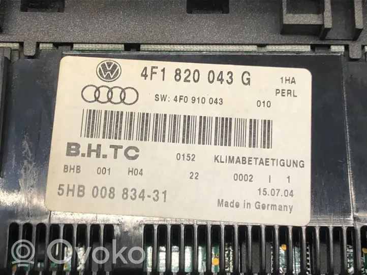 Audi A6 S6 C6 4F Interior fan control switch 4F1820043G