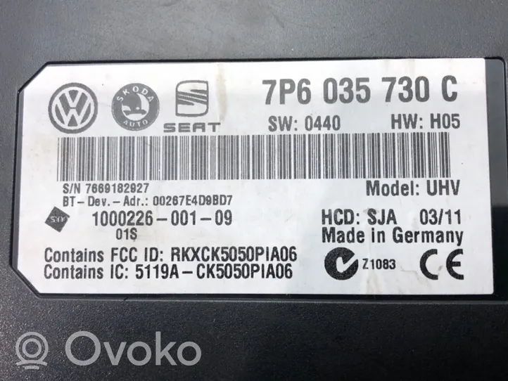 Volkswagen PASSAT CC Module unité de contrôle Bluetooth 7P6035730C