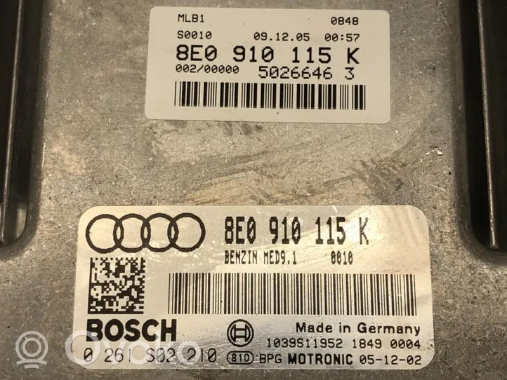 Audi A4 S4 B7 8E 8H Centralina/modulo motore ECU 8E0910115K