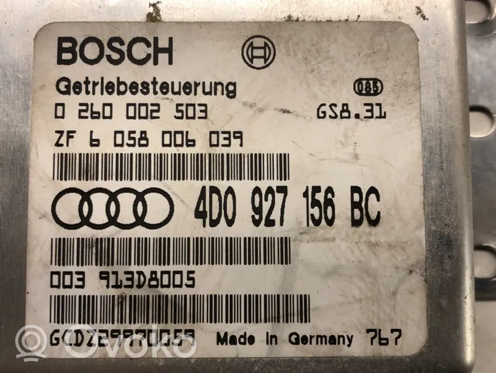 Audi A8 S8 D2 4D Vaihdelaatikon ohjainlaite/moduuli 4D0927156BC