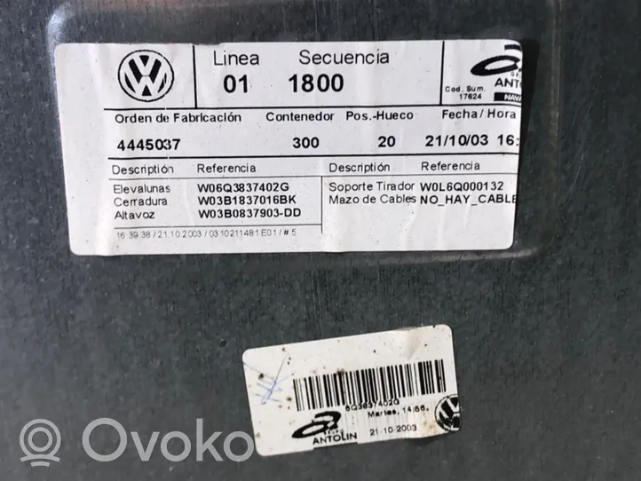 Volkswagen Polo IV 9N3 Elektryczny podnośnik szyby drzwi przednich 6Q3837402G