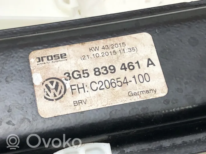 Volkswagen PASSAT B8 Rear door window regulator with motor 3G5839461A