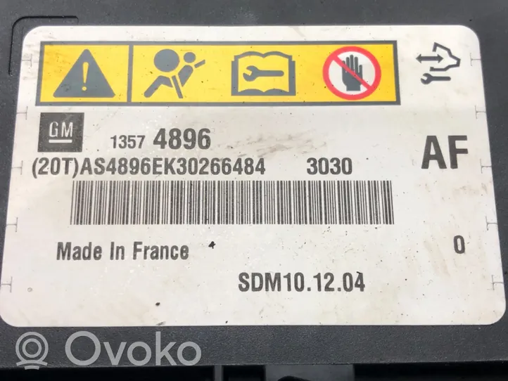 Opel Astra J Sensore d’urto/d'impatto apertura airbag 13574896