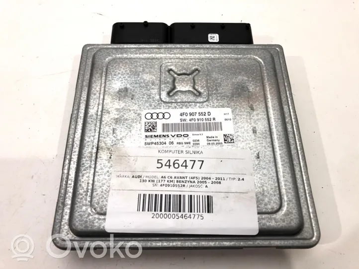 Audi A6 Allroad C6 Unité de commande, module ECU de moteur 4F0907552D