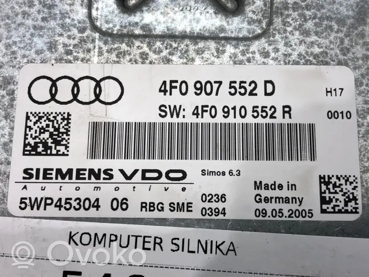 Audi A6 Allroad C6 Unité de commande, module ECU de moteur 4F0907552D