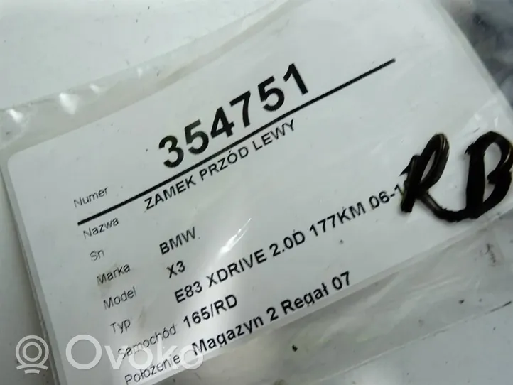 BMW X3 E83 Priekšpusē slēdzene 