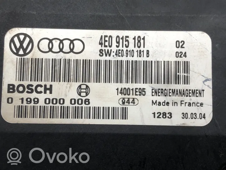 Audi A8 S8 D3 4E Autres unités de commande / modules 4E0915181