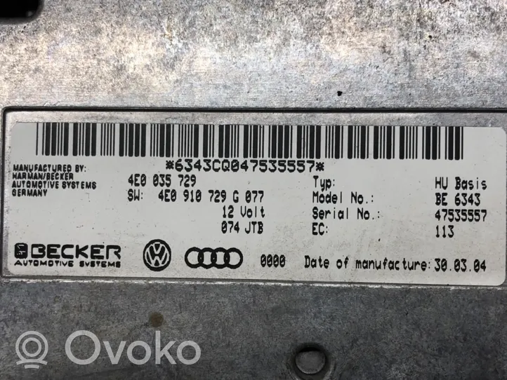 Audi A8 S8 D3 4E Altre centraline/moduli 4E0035729