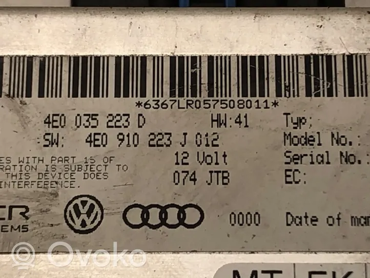 Audi A8 S8 D3 4E Amplificateur de son 4E0035223D