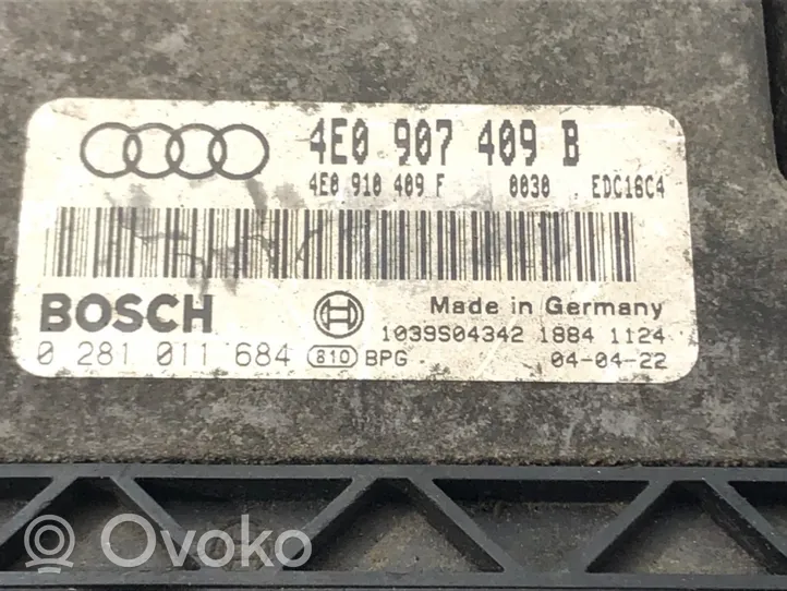 Audi A8 S8 D3 4E Komputer / Sterownik ECU silnika 4E0907409B