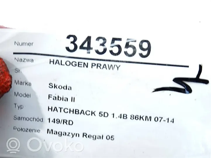 Skoda Fabia Mk1 (6Y) Światło przeciwmgłowe przednie 