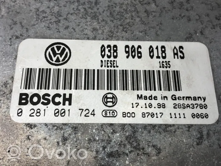 Volkswagen PASSAT B5 Moottorin ohjainlaite/moduuli (käytetyt) 038906018AS