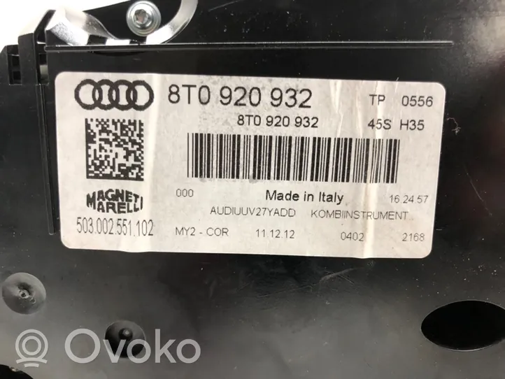 Audi A5 8T 8F Compteur de vitesse tableau de bord 8T0920932