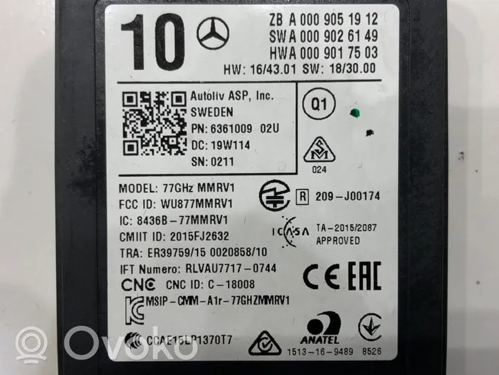 Mercedes-Benz CLS C257 Muut ohjainlaitteet/moduulit A0009051912
