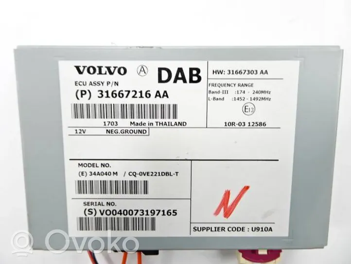 Volvo V40 Antennin ohjainlaite 31667216AA