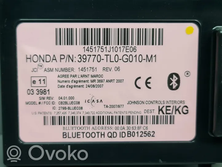 Honda Accord Moduł / Sterownik Bluetooth 39770TL0G010M1