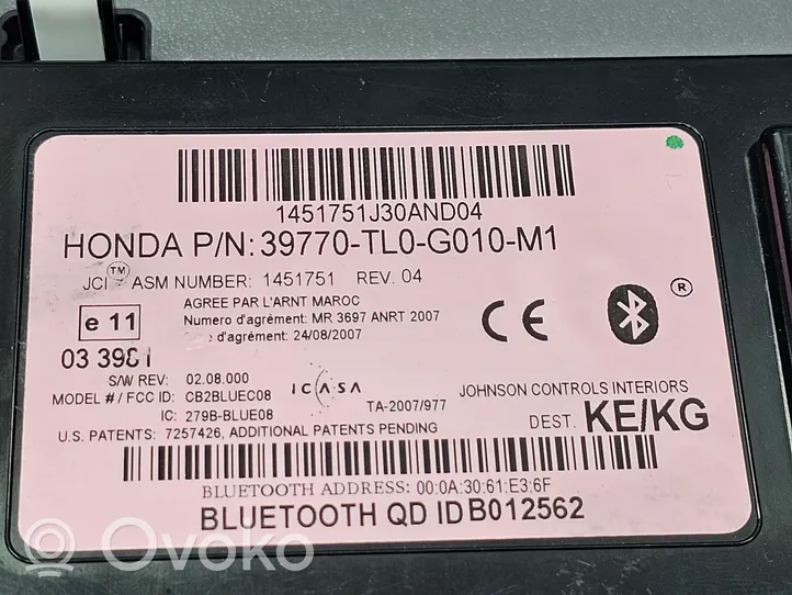 Honda Accord Moduł / Sterownik Bluetooth 39770TL0G010M1