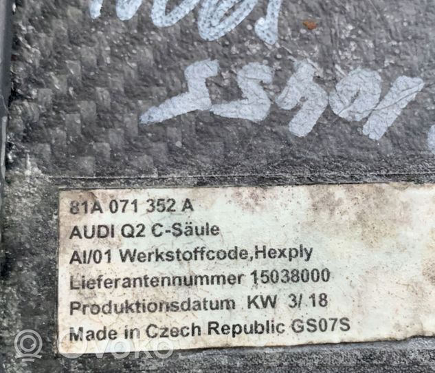 Audi Q2 - C-pilarin verhoilu 81A071352A