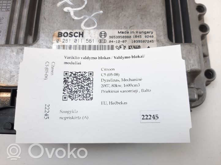 Citroen C5 Sterownik / Moduł ECU 9653958980