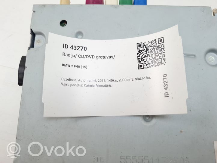 BMW 2 F46 Unité principale radio / CD / DVD / GPS 9399431