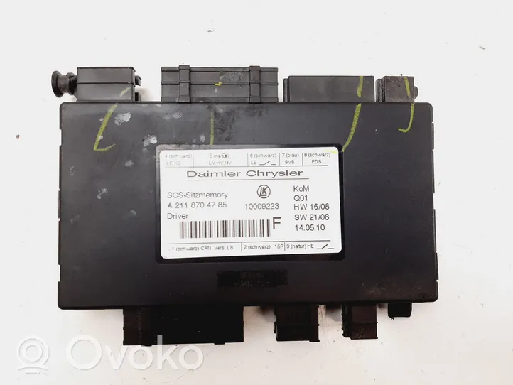 Mercedes-Benz GL X164 Modulo di controllo sedile A2118704785