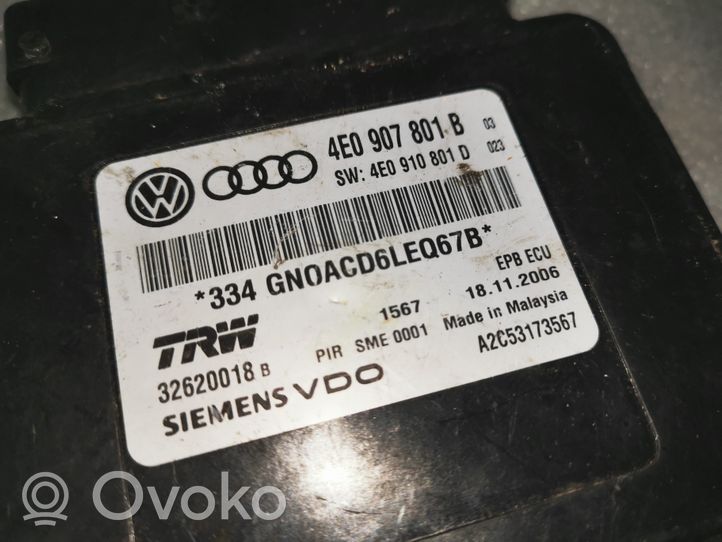 Audi A8 S8 D3 4E Module de commande de frein à main 4E0907801B