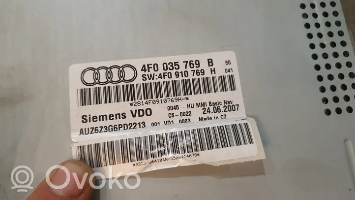Audi A6 S6 C6 4F Radio/CD/DVD/GPS-pääyksikkö 4F0035769B