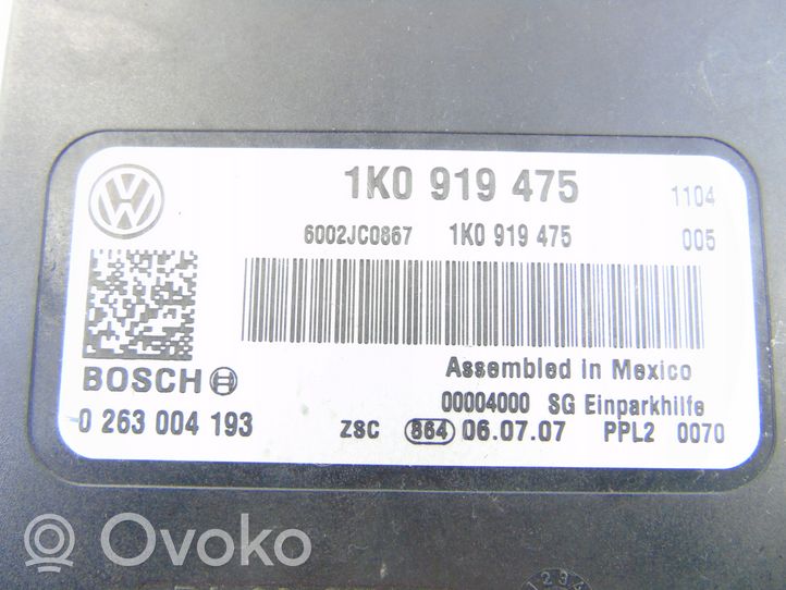 Volkswagen Eos Unité de commande, module PDC aide au stationnement 1K0919475