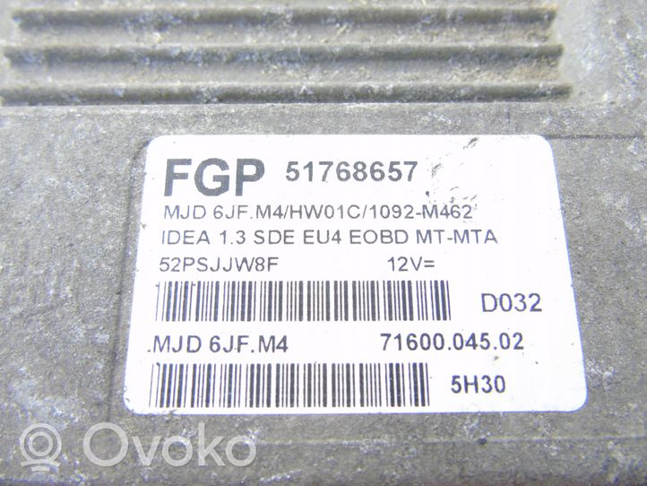 Fiat Idea Calculateur moteur ECU 51768657