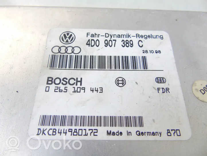 Audi A8 S8 D2 4D Aktiivijousituksen ohjainlaite (ESP) 4D0907389C