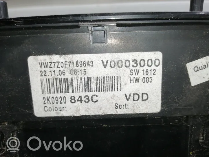 Volkswagen Caddy Tachimetro (quadro strumenti) 2K0920843C