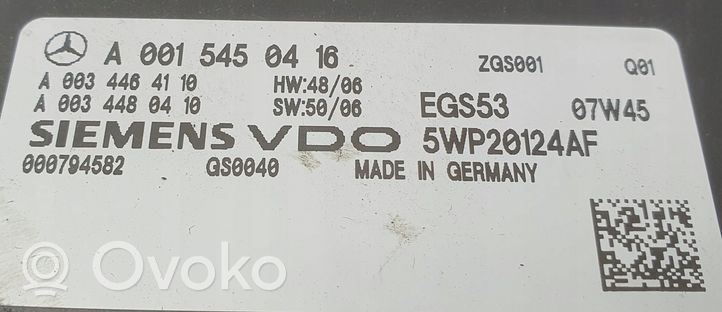 Mercedes-Benz S W221 Centralina/modulo scatola del cambio A0015450416
