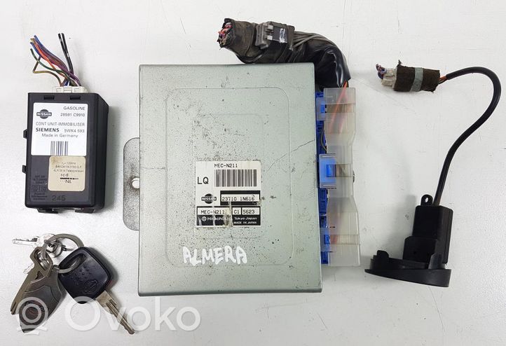 Nissan Almera Komputer / Sterownik ECU i komplet kluczy 237101N616