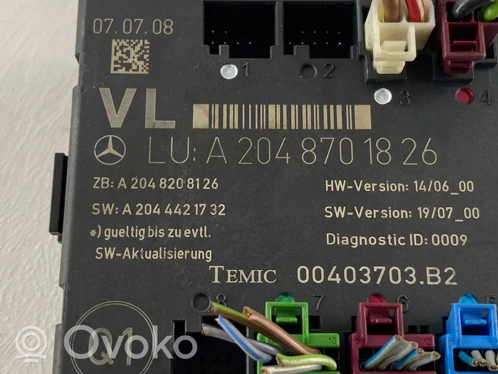 Mercedes-Benz C W204 Durų elektronikos valdymo blokas 