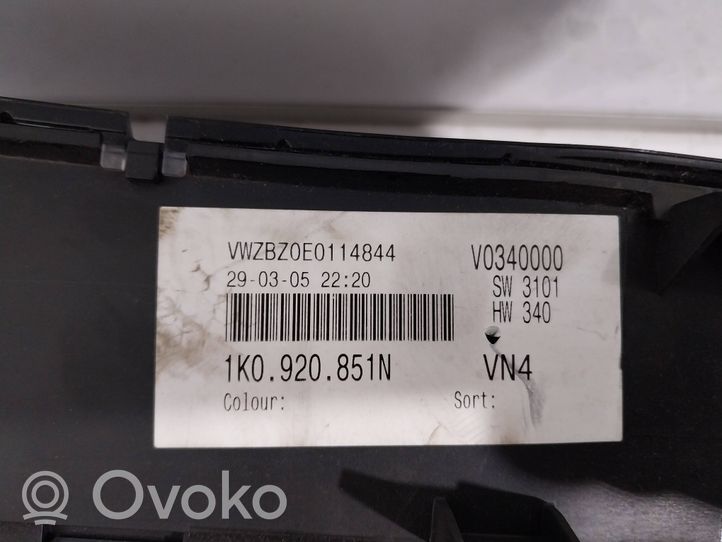 Volkswagen Golf V Compteur de vitesse tableau de bord 1K0920851N