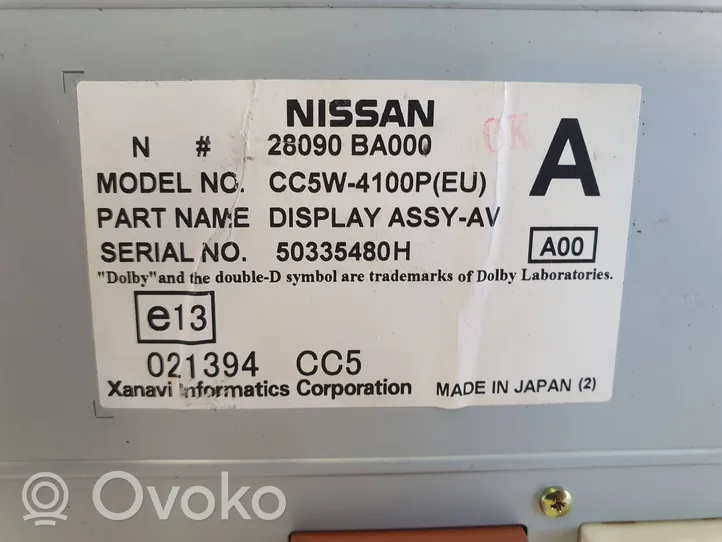 Nissan Primera Экран/ дисплей / маленький экран 28090BA000