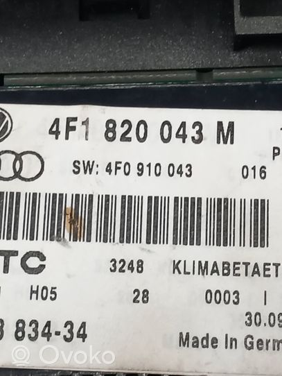 Audi A6 S6 C6 4F Ilmastoinnin ohjainlaite 4F1820043M